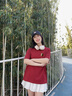 名創(chuàng)優(yōu)品（MINISO）短袖女夏季新款女士純棉寬松圓領(lǐng)t恤衫貓咪印花半袖大碼顯瘦女裝 酒紅(哈尼黑貓胸標(biāo)_背標(biāo)) L 165(顯瘦遮肚子) 曬單實(shí)拍圖
