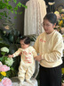 G. DUCKKIDS小黃鴨親子裝一家三口小月齡百天照周歲嬰兒連體衣爬服母女母子?jì)?杏色(不加絨) 90 童裝(ME) 曬單實(shí)拍圖