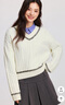 森馬（Semir）森柔|毛衣女冬季絞花提花寬松V領上衣潮流時尚慵懶風疊穿毛衫 奶白10501 L 曬單實拍圖