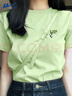 回力墨綠色短袖t恤女2025新款夏季大碼女裝胖mm上衣純棉新中式體恤衫 曬單實(shí)拍圖