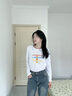 MJ STYLE純棉長(cháng)袖t恤女2026年秋裝新款潮流可愛(ài)風(fēng)寬松減齡內搭打底衫上衣 曬單實(shí)拍圖