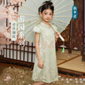 ASK JUNIOR國風(fēng)新中式女童裙子2025夏旗袍連衣裙兒童提花公主裙 豆綠  140  曬單實(shí)拍圖