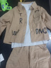 迪士尼（Disney）男童秋裝套裝童裝新款春秋兒童服裝小男孩衣服1歲寶寶秋季三件套5 卡其色 休閑字母三件套 90 建議1-2歲 體重15-25斤 曬單實拍圖