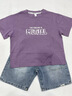 迪士尼男童短袖T恤套裝夏季2025新款兒童帥氣時(shí)髦潮小男孩牛仔短褲夏裝 紫色【只發(fā)上衣】 90 曬單實(shí)拍圖