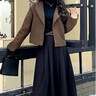 歐迪惠法式連衣裙女裝2025年秋季新款衣服套裝毛呢外套女秋冬小香風(fēng)裙子 咖色毛呢外套+黑色裙 S 【80-95斤】 曬單實拍圖
