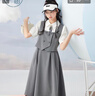 紫涵（ZIHAN）紫涵學(xué)院風(fēng)假兩件連衣裙女夏季收腰顯瘦拼接馬甲中長(zhǎng)裙子 灰色 M 曬單實(shí)拍圖