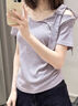 佐敘短袖t恤女顯瘦遮肚夏季潮流新款女士韓版時(shí)尚小眾女生高級(jí)感上衣 紫色 L （98-108斤） 曬單實(shí)拍圖
