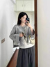 妍莉芬（yanlifen）新中式富家千金穿搭衣服休閑套裝女裝2025年秋季新款國風外套褲子 灰色外套+褲子套裝 L 【建議100-120斤】 曬單實拍圖