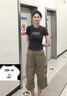 棠暖七分工裝短褲女款2025新款夏季卡其色美式小個(gè)子寬松馬褲休閑褲子 卡其色 M 95-110斤 曬單實(shí)拍圖