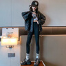 G.DUCKKIDS童裝女童皮衣外套春秋季新款兒童衣服韓版洋氣女大童機車(chē)服夾克衣 黑色 130 曬單實(shí)拍圖