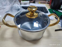 家用湯鍋不銹鋼電磁爐煮粥煲湯鍋蒸鍋一體燉鍋雙耳加厚高湯鍋通用 特厚湯鍋 18cm 曬單實(shí)拍圖
