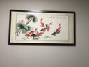 出寫(xiě)國畫(huà)荷花九魚(yú)圖水墨畫(huà)中式裝飾畫(huà)客廳背景墻壁畫(huà)書(shū)房餐廳橫幅掛畫(huà) 沙比利實(shí)木框(直角棕色) 裝裱165*85 曬單實(shí)拍圖