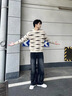魯雅爾美式復(fù)古扎染牛仔褲男春秋季潮流漸變高街vibe風(fēng)微喇闊腿休閑褲子 黑色 XL 曬單實(shí)拍圖