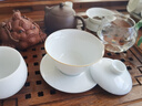 景德鎮(zhèn)陶瓷高溫甜白釉蓋碗家用手工白瓷喝茶泡茶杯功夫三才蓋碗單個茶碗 若谷單蓋碗 曬單實拍圖