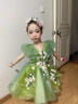 芳嬪小提琴演出服女童生日禮高端輕奢小眾精靈公主裙花童主持婚禮演出 綠色拖尾 120cm 均碼 曬單實拍圖