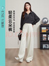 ESE-Y逸陽(yáng)桑蠶絲羊毛闊腿褲女2025年秋高腰顯瘦寬松輕柔云朵直筒褲白色 奶油霜白色 27 曬單實(shí)拍圖