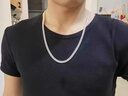 足銀999男士銀項鏈男款馬鞭鏈平鏈男潮個性生日520禮物送男友 20g［寬4.8mm，長50厘米］ 曬單實拍圖