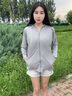 浪莎防曬衣女防紫外線2025夏季新款涼感透氣防曬衣戶外高倍防曬外套 【透氣可拆卸帽檐】 灰色 XL (115-140斤) 曬單實(shí)拍圖