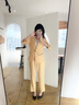 晨芙時(shí)尚小西裝外套女夏季薄款小個(gè)子休閑中袖西服套裝氣質(zhì)洋氣工作服 黃色西裝+西褲 XL 建議110-120斤 曬單實(shí)拍圖