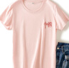 浪莎刺繡中國國潮2026夏季新款純棉短袖t恤女學(xué)生韓版寬松情侶裝白色 四葉草粉 L 110-120斤 曬單實(shí)拍圖