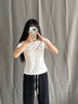 SPAOSP短袖t恤女2025年夏季新款緊身圓領(lǐng)設(shè)計(jì)感修身衣服SPDX25AT01XY 曬單實(shí)拍圖