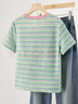 她池條紋T恤2026夏裝新款女裝小清新多巴胺撞色圓領(lǐng)短袖上衣 曬單實(shí)拍圖