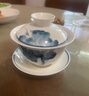 蘇氏陶瓷三才蓋碗手繪青花陶瓷薄胎功夫泡茶碗帶兩個(gè)茶杯禮盒裝 曬單實(shí)拍圖