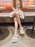妙麗（Millies）品牌松糕厚底涼鞋女夏季2025新款真皮時尚女士涼鞋百搭運動沙灘鞋 米白 35 (225mm)  標(biāo)準(zhǔn)碼 曬單實拍圖