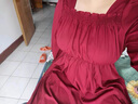 名芮珊訂婚衣服女胖妹妹夏季大碼法式方領(lǐng)紅色連衣裙女新款胖mm收腰顯瘦 紅色（春秋款） 2XL 建議140-160斤 曬單實(shí)拍圖