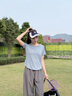 PHIGEER速干運(yùn)動(dòng)套裝女夏季透氣寬松羽毛球服短袖專(zhuān)業(yè)跑步健身訓(xùn)練服t恤 藍(lán)色兩件套（墨灰褲） M【推薦90-108斤】 曬單實(shí)拍圖
