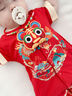 夏嬰兒百天寶寶衣服純棉男女新生兒滿(mǎn)月百日宴紅色連體衣紅色衣服 紅色如意龍 66cm 12-15斤 曬單實(shí)拍圖