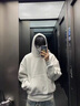 牧唯美式硬挺480g重磅連帽衛(wèi)衣男士秋季新款硬挺短款套頭情侶上衣外套 白花灰 XL [建議145-165斤] 曬單實(shí)拍圖