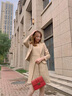 皮爾卡丹（pierre cardin）杏色西裝套裝女春秋新款小個子職業(yè)裝氣質(zhì)女神范休閑西服外套套裙 紅色外套+紅色連衣裙 3XL  【130斤~139斤】 曬單實拍圖