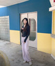 棉致冰絲休閑褲子女薄款2025新款小個(gè)子垂感高腰寬松彎刀涼涼山本褲 E588紫色【高品質(zhì)23.5】 M 95-110斤 曬單實(shí)拍圖
