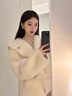 妤遇（YUUZYUUS）品牌女裝皮毛一體大衣女2025冬季新款時(shí)尚短款羊剪絨羊羔毛皮草 白色 M 曬單實(shí)拍圖