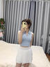 悅步網(wǎng)球服polo衫無(wú)袖運動(dòng)背心翻領(lǐng)上衣女夏季帶胸墊跑步瑜伽健身套裝 天空藍【polo領(lǐng)】 M 建議體重【100-120斤】 曬單實(shí)拍圖