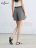 伊芙麗（eifini）伊芙麗2025夏季新款女裝短款簡(jiǎn)約經(jīng)典挺闊褲子高級質(zhì)感休閑短褲女 淺灰 隨單贈皮帶 S 曬單實(shí)拍圖