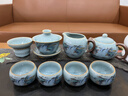 古晏瓷景德鎮千里江山汝窯功夫茶具套裝天青琺瑯彩陶瓷茶壺蓋碗輕奢禮品 11頭天青汝窯千里江山茶盒裝） 曬單實(shí)拍圖