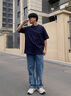 WASSUP HERMU夏季寬松短袖t恤男潮重磅休閑百搭新款男士純色上衣服 白色 XL（建議140-160斤） 曬單實(shí)拍圖