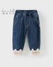 戴維貝拉（DAVE＆BELLA）冬裝加絨女童牛仔褲新款小童休閑褲洋氣兒童褲子女寶寶長(cháng)褲 牛仔藍  130 cm（建議身高120-130cm） 曬單實(shí)拍圖