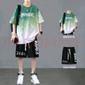 星宿搖（xingsuyao）漸變色夏季帥氣套裝男孩12-15歲青少年13初中學(xué)生短袖t恤大童男裝 綠色 XL 曬單實(shí)拍圖