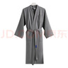 竹一百浴袍 純棉吸水浴衣簡(jiǎn)約家居浴袍汗蒸服華夫格男女睡袍 灰色 M碼 曬單實(shí)拍圖