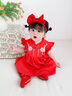 優(yōu)奇周歲女寶寶禮服夏季嬰兒百天滿月衣服紅色旗袍連衣裙抓周冠衣中式 錦上添花裙【搭配發(fā)帶】 80 曬單實(shí)拍圖