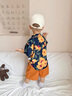 G.DUCKKIDS小黃鴨童裝男童套裝夏季帥氣兒童短袖T恤夏裝男孩海邊度假花襯衫 沙灘服襯衫-短褲兩件套 90 尺碼建議1~2歲cm 曬單實(shí)拍圖