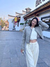 蕓蕁外套女2025新款法式小香風(fēng)名媛百搭灰色外套秋冬新款感氣質(zhì)加棉毛 灰色加棉款 S 80-95斤 曬單實(shí)拍圖