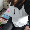 森馬（Semir）POLO衫女短款拼色插肩袖修身上衣小個子秋顯瘦套頭衫101524115003 曬單實(shí)拍圖