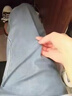 法舒琳大碼高腰天絲牛仔褲女夏季薄款梨形身材顯瘦松緊腰垂感直筒闊腿褲 藍(lán)色 圖片色 M 【建議100-110斤】 曬單實拍圖