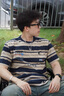 OEMG 美式條紋短袖t恤男士夏季潮流牌痞帥重磅高級(jí)感五分?；臧胄湟律?藍(lán)色 XL [建議110-130斤] 曬單實(shí)拍圖