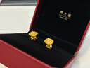 周大福 爆閃方糖足金黃金耳釘(工費320) 約3.05g F229665 曬單實拍圖
