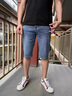 安初夏七分牛仔褲男士短褲夏季薄款寬松直筒休閑褲子男生夏天彈力馬中褲 8791藍(lán)色+8818灰色 31 曬單實(shí)拍圖